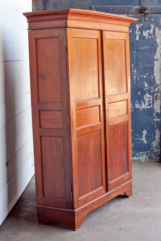 Sri Lankan Dutch Colonial Armoire in Jackfruit Wood with Panel Doors For Sale