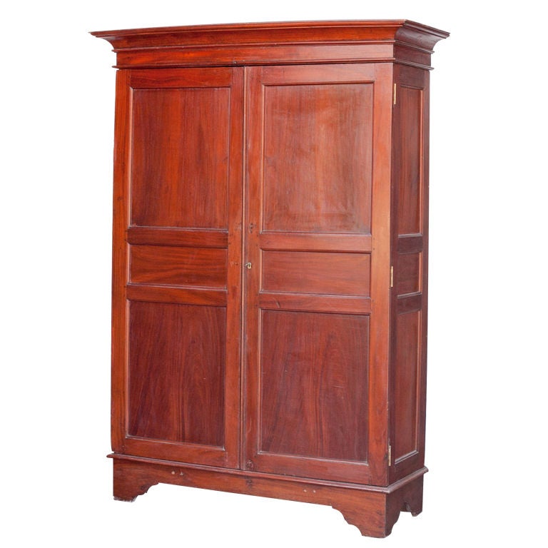 Dutch Colonial Armoire in Jackfruit Wood with Panel Doors For Sale