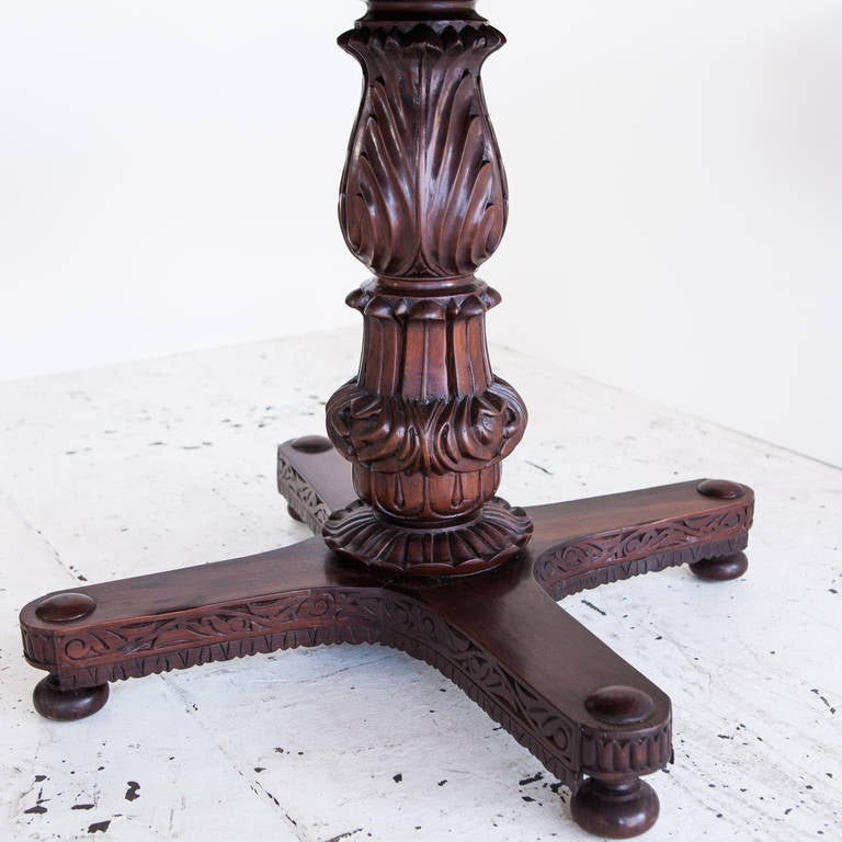 Anglo-Indian Carved Rosewood Tilt-top Center Table 1