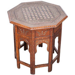 Anglo-Indian Octagonal Table with Brass Inlay