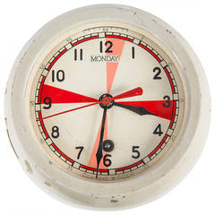 Vintage Midcentury Cast Aluminum Russian Ship Clock