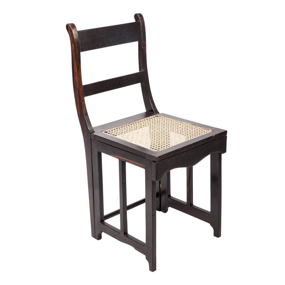 Anglo-Indian Ebony Folding Campaign Chair For Sale