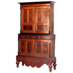 Dutch Colonial Jackfruit and Ebony Armoire