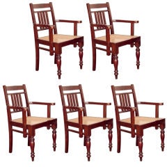 Antique Anglo-Indian Set of Five Rosewood Arm Chairs