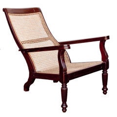 Anglo-Indian Rosewood Plantation Chair with Carved Legs