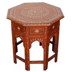 Anglo-Indian Octagonal Rosewood Table with Ebony and Ivory Inlay