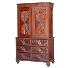 Antique Indo-Portuguese Rosewood Linen Press with Drawers