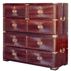 Indo-Portuguese Solid Rosewood Campaign Chest of Drawers