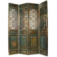 Antique Chinese Hand Carved Wooden Shanxi 4-Panel Doors