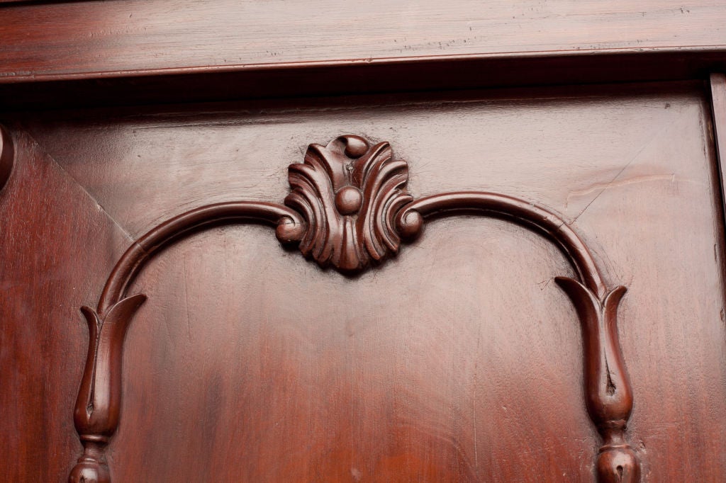 Anglo-Indian Solid Mahogany Linen Press with Applied Carving For Sale 1