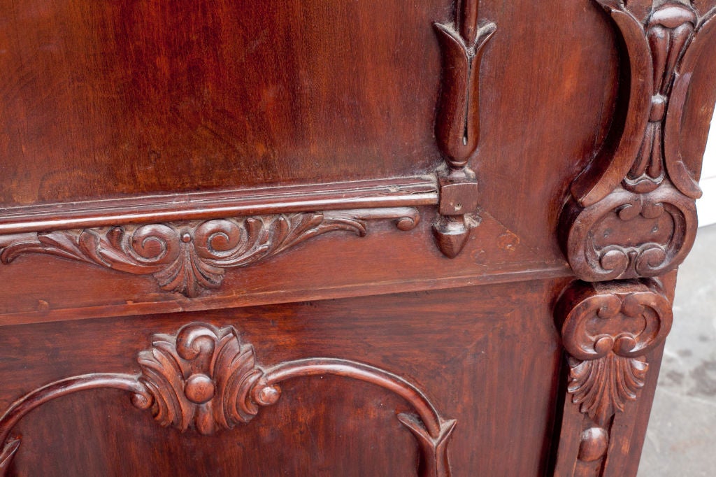 Anglo-Indian Solid Mahogany Linen Press with Applied Carving For Sale 2