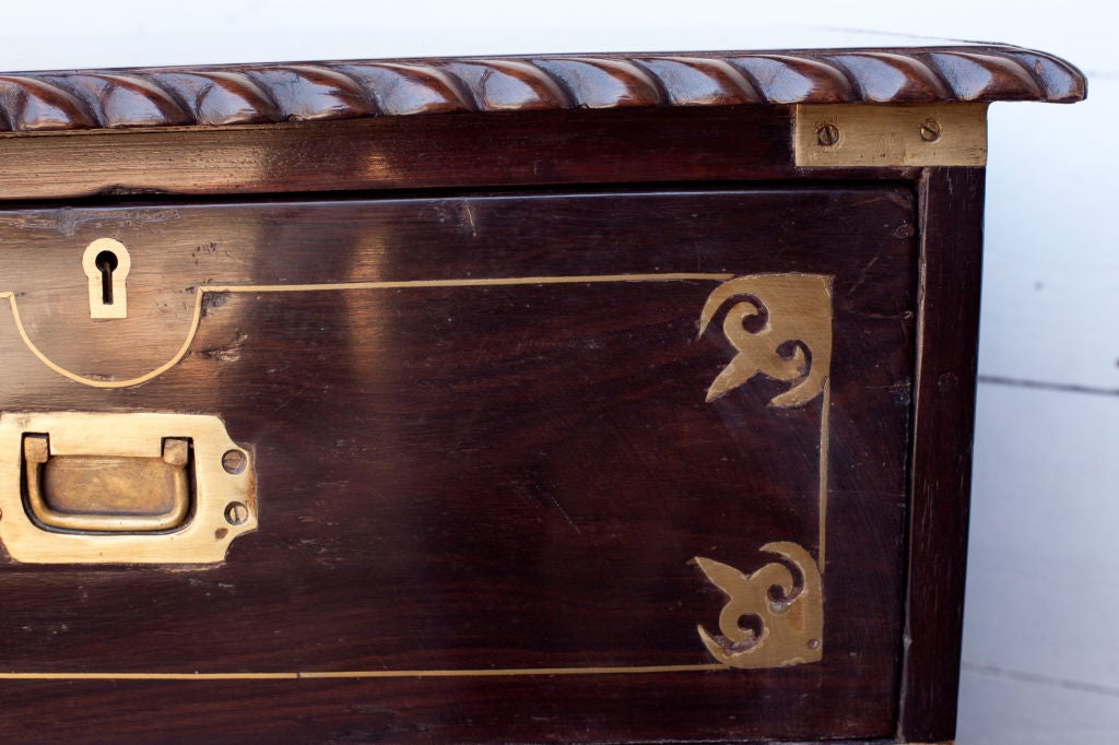 Anglo-Indian Solid Rosewood Campaign Chest with Brass Inlay 3