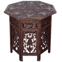 Anglo-Indian Solid Rosewood Open Carved Folding Table