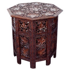 Anglo-Indian Elaborately Carved Octagonal Table
