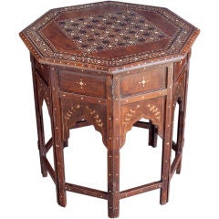 Anglo-Indian Solid Rosewood Side Table with Inlayed Chess Board