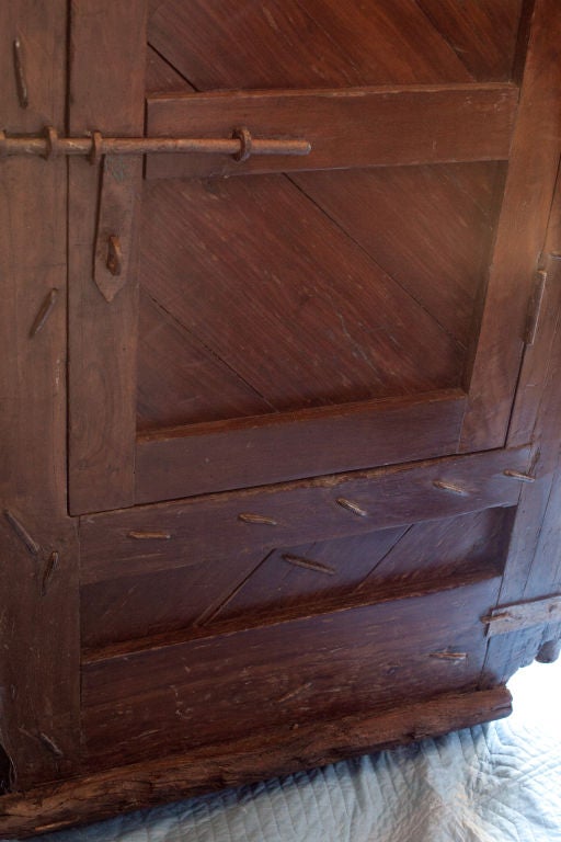 Massive Solid Teak Doors from Southern India with Brass Details For Sale 5