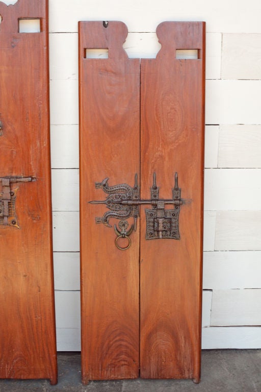 Mid-20th Century South Indian Solid Wood Doors with Brass Hardware For Sale