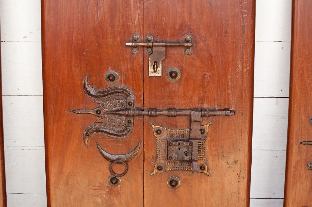 South Indian Solid Wood Doors with Brass Hardware For Sale 3
