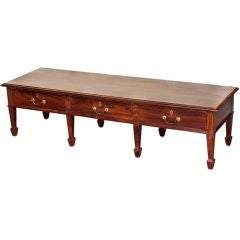 Anglo-Indian Solid Rosewood Low Table with Three Drawers