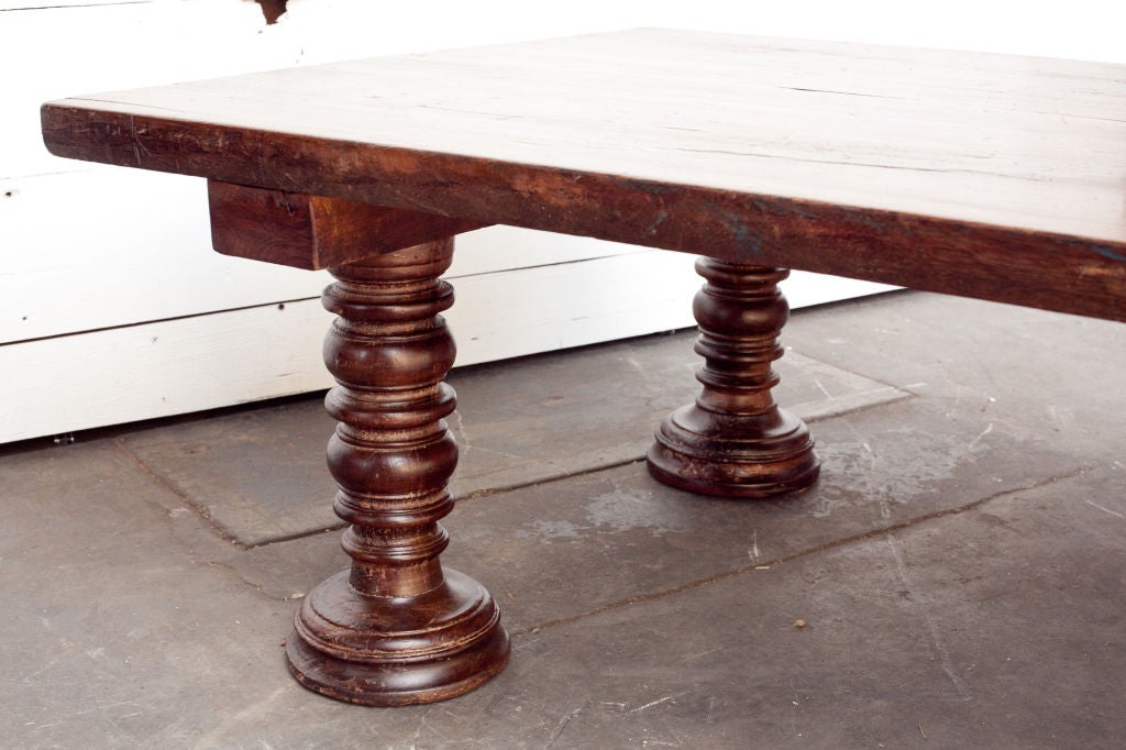 South Indian Solid Wood Low Table with Turned Legs For Sale 2
