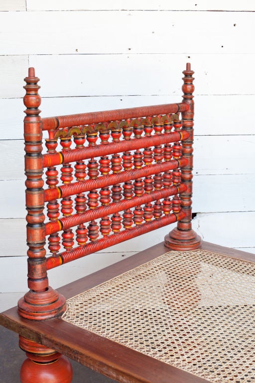 19th Century South Indian Painted Daybed with Removable Sides For Sale