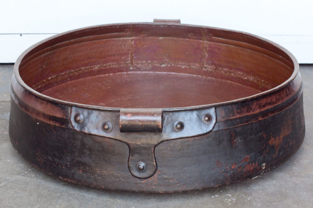 Mid-20th Century Very Large South Indian Hand-Hammered Solid Copper Cooking Pot For Sale
