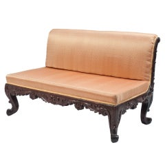 Anglo-Indian Mahogany Sofa with Upholstery