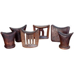 Set of 6 Ethopian Headrests made of Wood