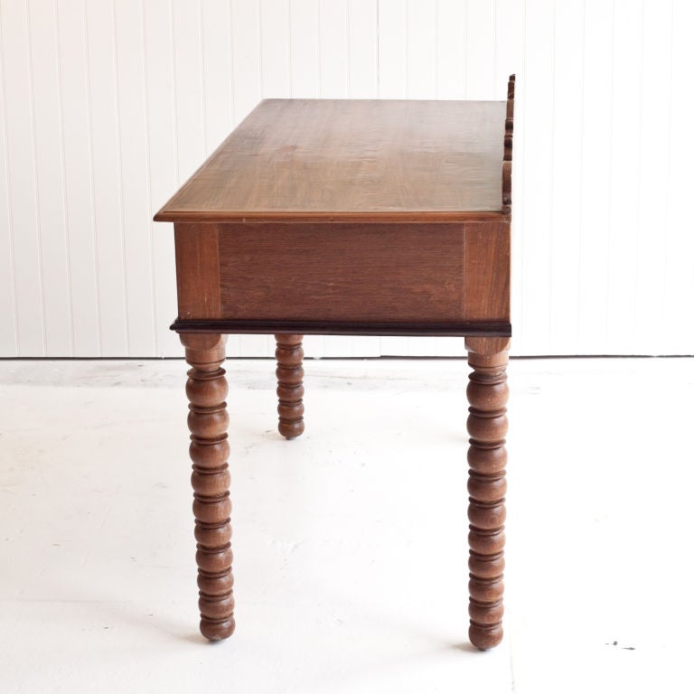 Anglo-Indian Teak Desk with Bobbin Turned Legs In Good Condition In Richmond, CA