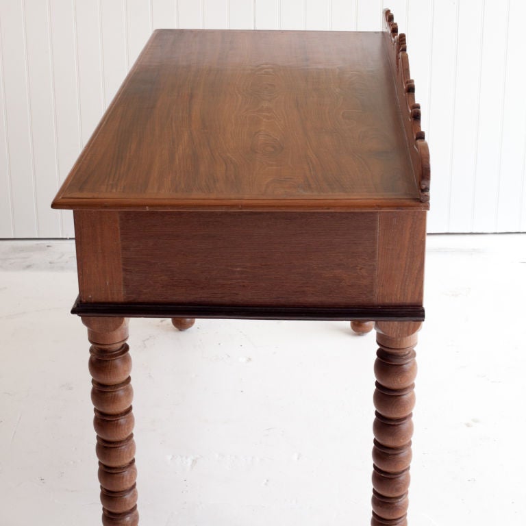 20th Century Anglo-Indian Teak Desk with Bobbin Turned Legs