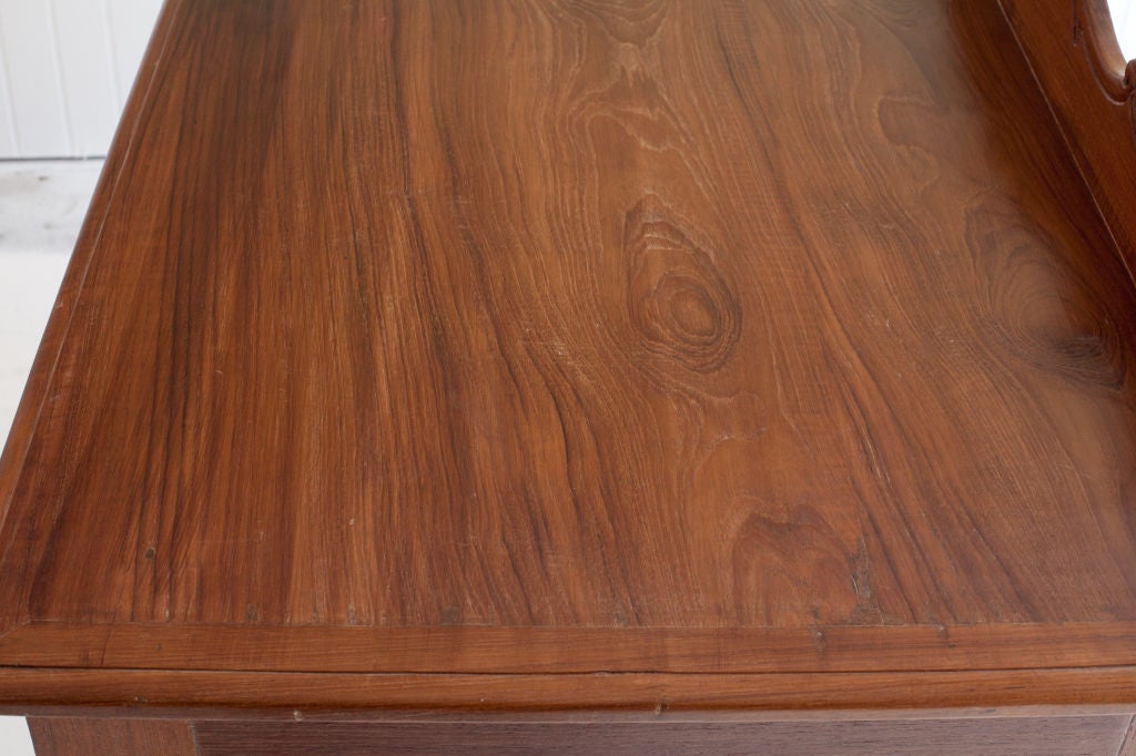 Brass Anglo-Indian Teak Desk with Bobbin Turned Legs