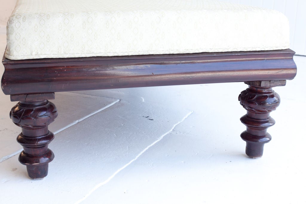 Fabric Anglo-Indian Mahogany Daybed with Upholstered Seat