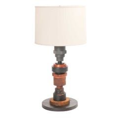 Vintage Foundry Pattern Table Lamp with Linen Shade