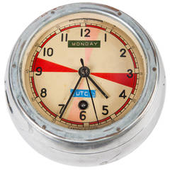 Vintage Midcentury Russian Aluminum Cast Ship Clock