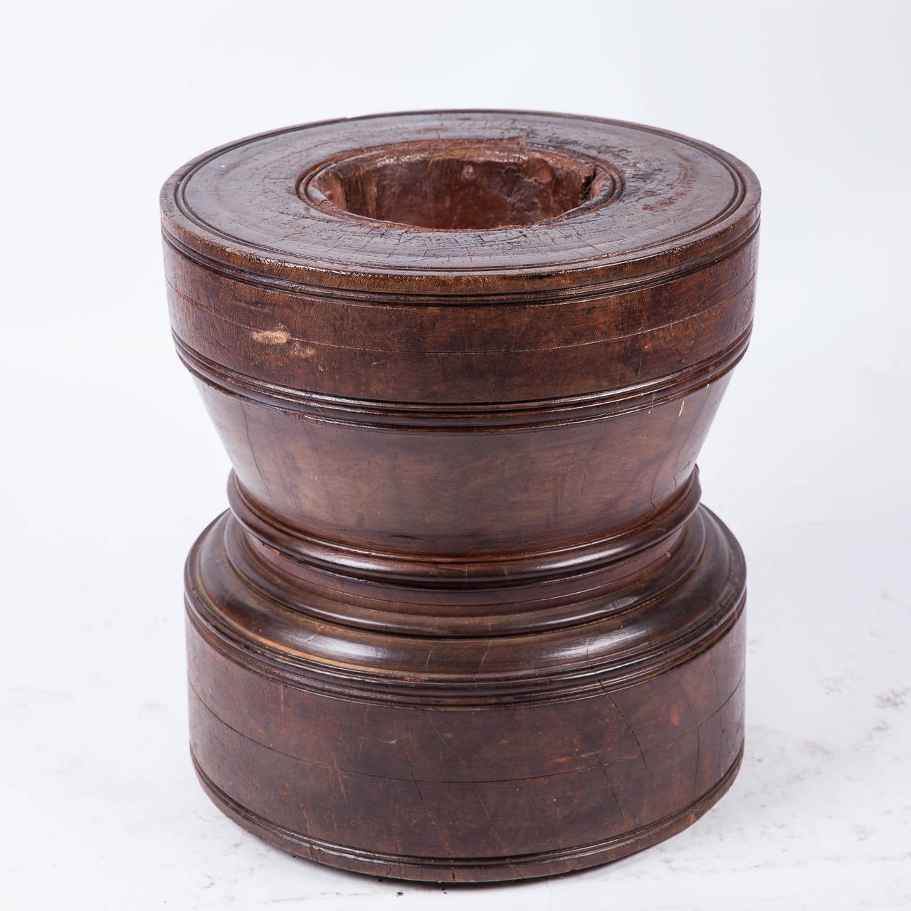 Solid Wood Rice Grinder from Southern India In Good Condition For Sale In Richmond, CA