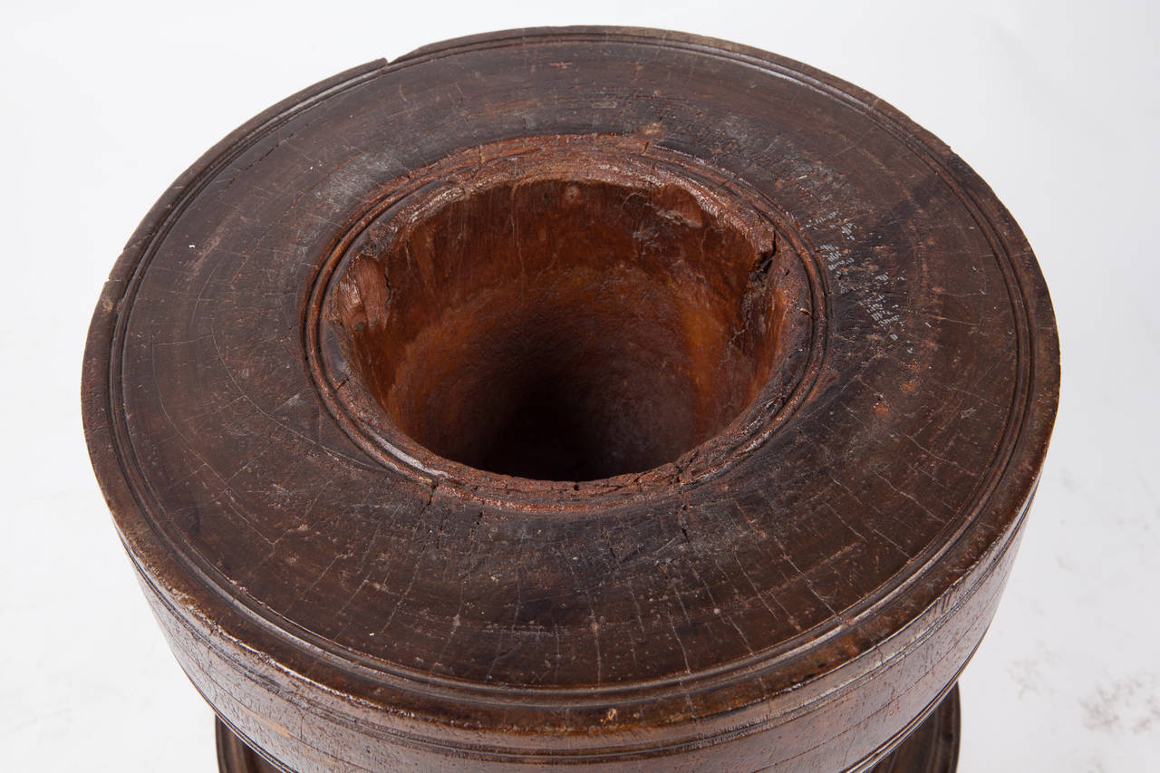 Mid-20th Century Solid Wood Rice Grinder from Southern India For Sale