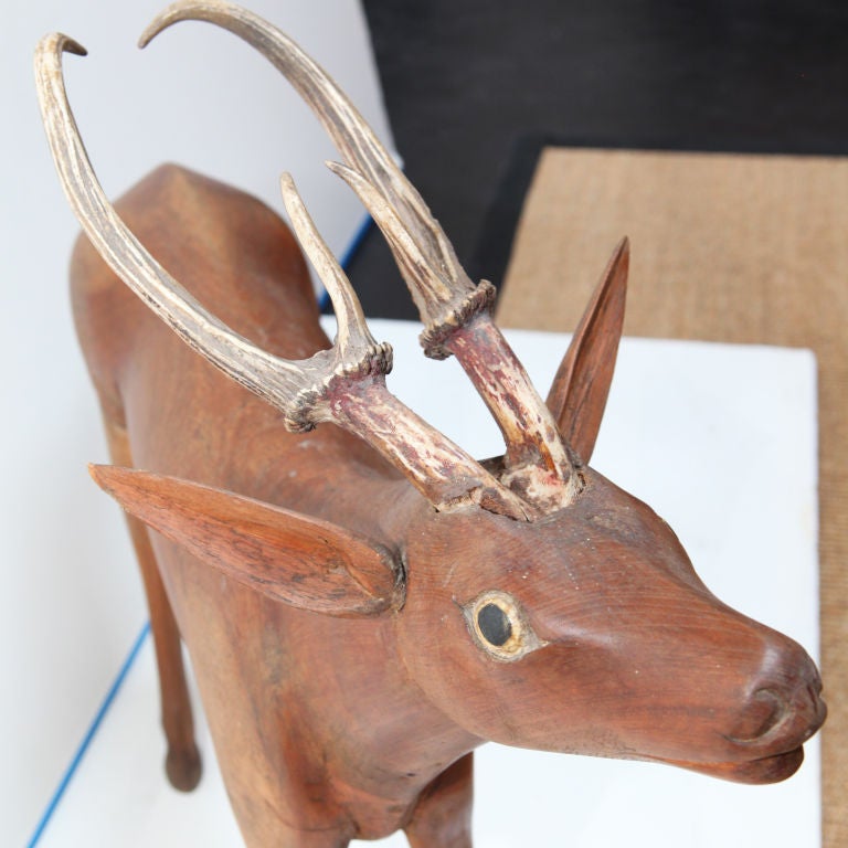 Indonesian Solid Teak Deer Sculpture from Indonesia For Sale