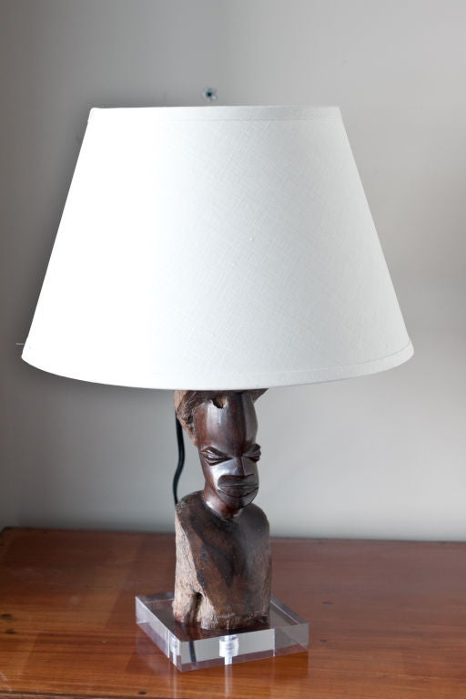 Carved Ebony Figure Table Lamp