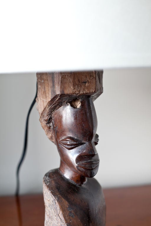 Carved Ebony Figure Table Lamp For Sale at 1stDibs