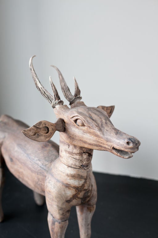 Carved Teak Deer