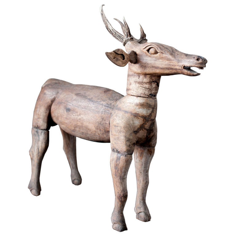 Carved Teak Deer For Sale