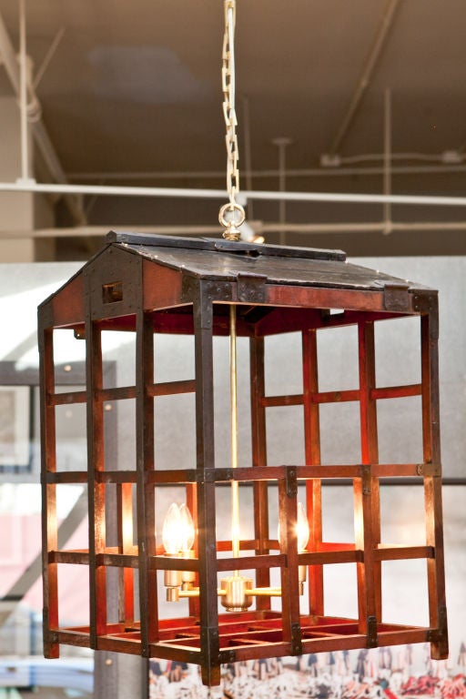 Pair of Vintage Japanese Peddlers Cage as Chandeliers