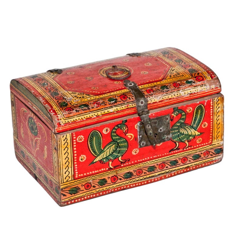 18th Century Indo-Portuguese Painted Box For Sale