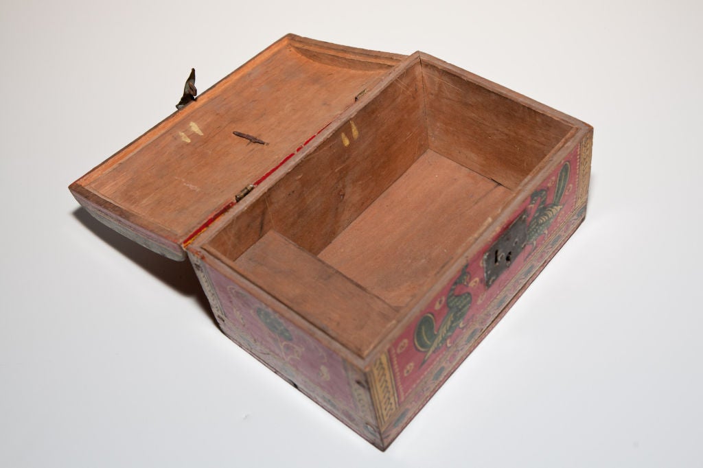 18th Century and Earlier 18th Century Indo-Portuguese Painted Box For Sale