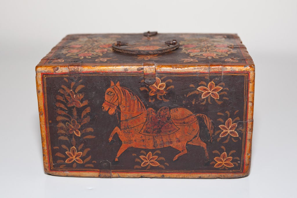 Teak Indo-Portuguese Contador with Indian Mughal Painting For Sale
