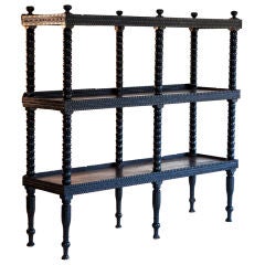 Anglo-Indian Solid Ebony Shelving Unit