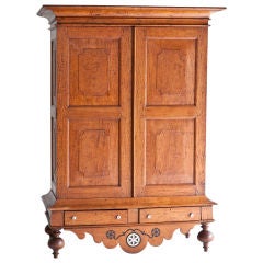 Antique Dutch Colonial Satinwood Armoire with Ebony Details