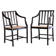 Anglo-Indian Ebony Tapered Splat Chairs