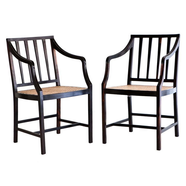 Anglo-Indian Ebony Tapered Splat Chairs