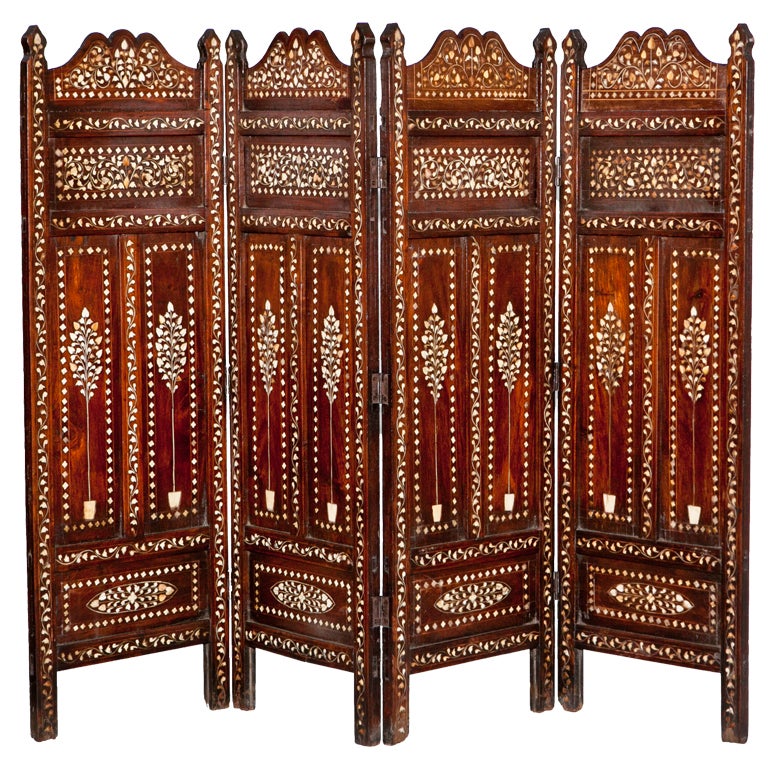Anglo-Indian Rosewood Inlay Fireplace Screen For Sale